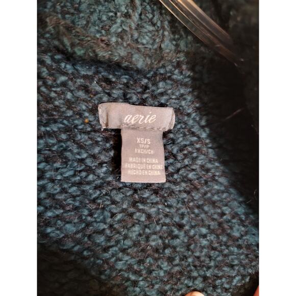 Aerie Women's Mohair/Alpaca Blend Open Front Knit Cardigan Sweater Green Size XS - Picture 4 of 7